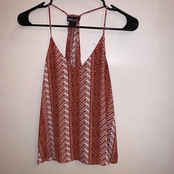 Wet Seal cami top pattern flowy racerback vneck - Picture 1 of 8